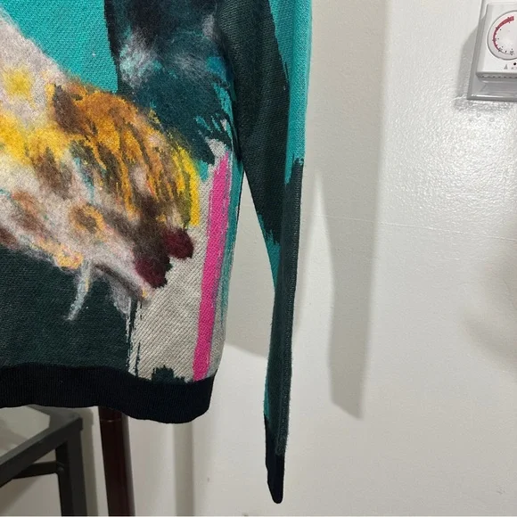Anthropologie Womens XS Sweater Rooster Artwork Lauren C Walcott Wool Blend - Picture 6 of 16